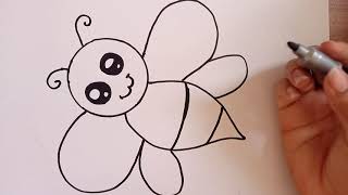 How To Draw A Bee - Step By Step drawing | Easy Honey bee drawing
