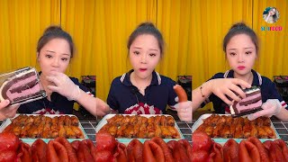 【大食い SEAFOOD】XIAOYU MUKBANG EATING SHOW 。도가니 새우 족발 양뇌 훙쏘우러우 먹방 中国 。160921。8