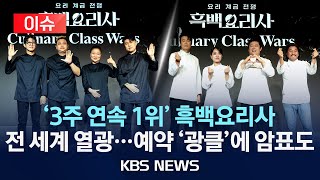 [이슈] '비영어권 시리즈물 3주 연속 1위' 흑백요리사에 전 세계 열광/식당 예약에 11만 명 몰려…500만 원 암표도/2024년 10월 12일(토)/KBS