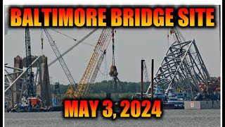 Salvage Work at the Baltimore Bridge Collapse Site from May 3, 2024 in 4K