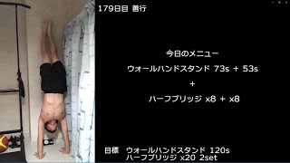 【サボるな】【プリズナートレーニング備忘録179日目】2022/12/09　金曜日：ハンドスタンドプッシュアップ + ブリッジ