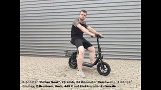 E-Scooter "Power Seat" von Elektroroller-Futura.de, 21 km/h, 24 km, 350 Watt, nur 15 kg,