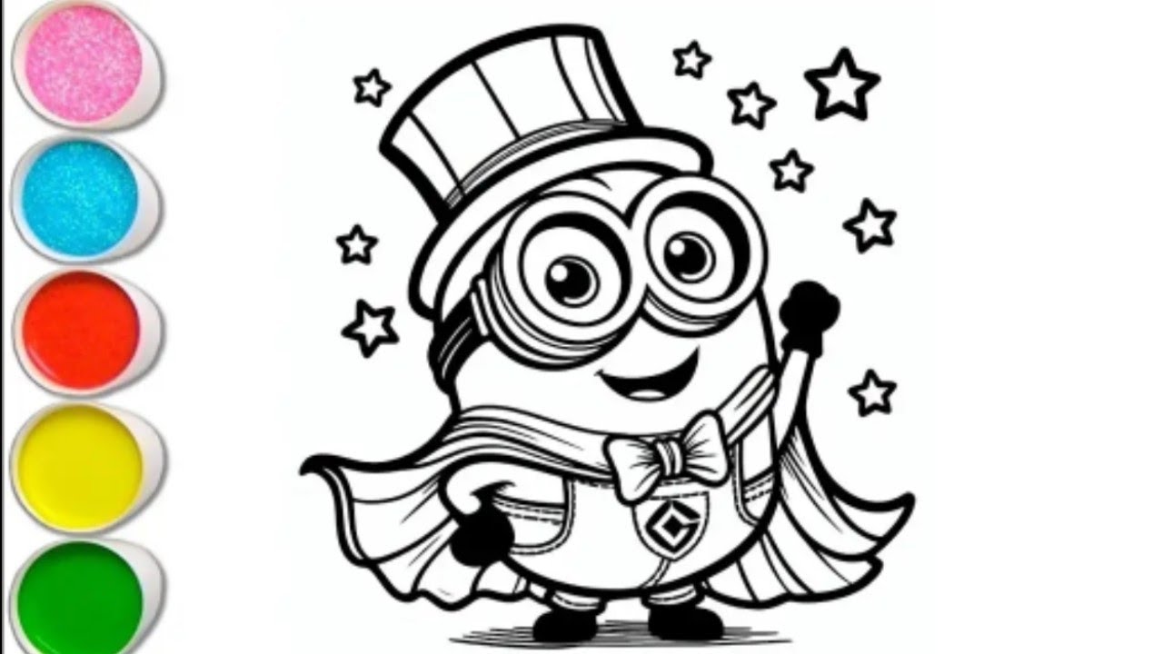 Minions Drawing Coloring Painting For Kids And Toddlers Youtube