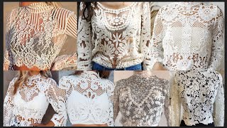 Trendy Designer Fancy Cotton Crochet Embroidered Irish lace Flower Pattern Blouse For Girls 💕 #2022