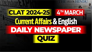 Clat 2024 Current Affairs English Daily Newspaper Quiz Clat 2025 4th ...
