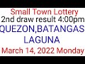 STL - QUEZON,BATANGAS,LAGUNA March 14, 2022 2ND DRAW RESULT