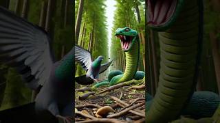 Snake attack on pigeon in forest #ai #shorts #viral #ytshorts #pigeon