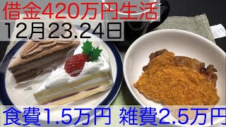 【借金420万円生活】食費1ヶ月1.5万円！雑費2.5万円！12月23.24日！　 1人暮らし　節約　料理