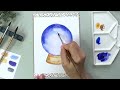 watercolor christmas card snow globe in watercolor tutorial