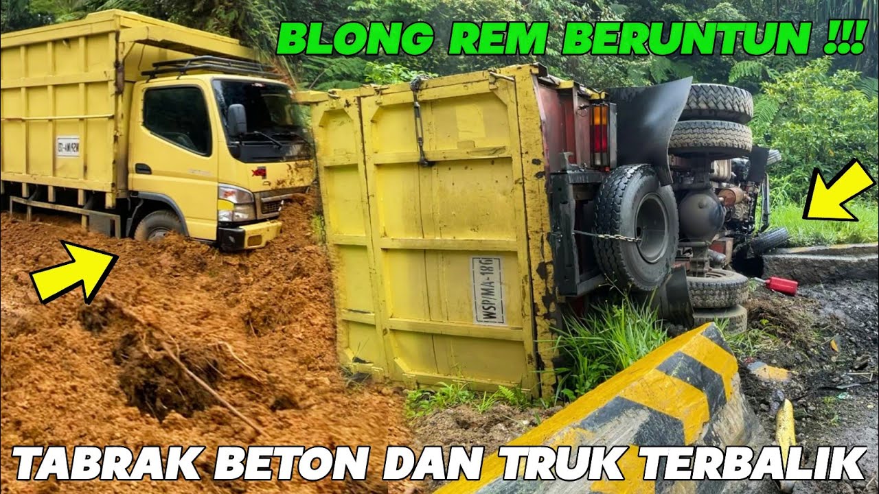 KABAR DUKA !!! Truk Canter Blong Rem Beruntun Di Penurunan Tabrak Beton ...