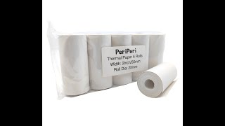 PeriPeri 2inch 56mm Thermal Paper Roll (Set Of 5 Rolls) For 2inch Thermal Printer