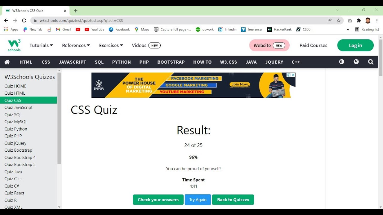 Css Quiz On W3school - YouTube