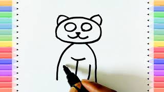 How to Draw a CAT, Easy steps for beginners, Art|Sketching |Coloring |Easy way of Drawing for Kids