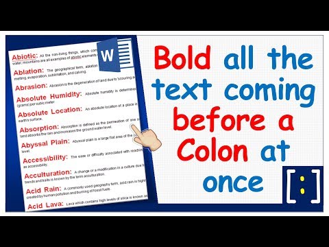 How to Bold all the text coming before a Colon at once in MS Word [Advance find & replace:Wildcard]