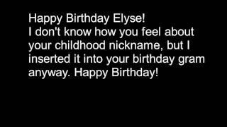 Happy Birthday Elyse!