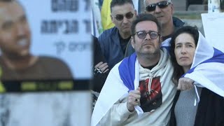 People react in Hostage's Square as Ofer Kalderon and Yarden Bibas released | AFP