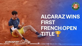 HISTORY IS MADE! 🤩 Carlos Alcaraz wins his first French Open Title! 🏆
