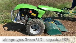 Motokultivator Labinprogres GREEN (Special) u radu s rotacionom kopačicom PKS.