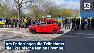 Prorussischer Autokorso und Gegenprotest in Lörrach