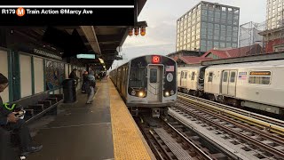 BMT Jamaica Line: R179 (M) Train Action @Marcy/Myrtle Ave Wyckoff Aves