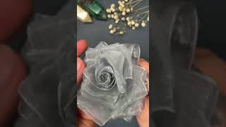 Creating Rose Flower from Ribbon #fyp #DIY #shorts