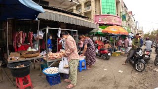 Cambodia Food Market Tour Phnom Penh - Fresh Foods \u0026 Lifeestyle of Khmer People