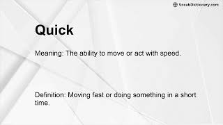 Quick Meaning