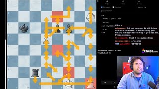 Hikaru is Solving Difficult Chess Puzzle
