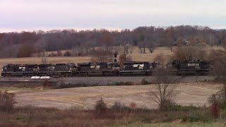 NS train 12R with five engines and train NS 227 two short west bounds on the B-Line this afternoon