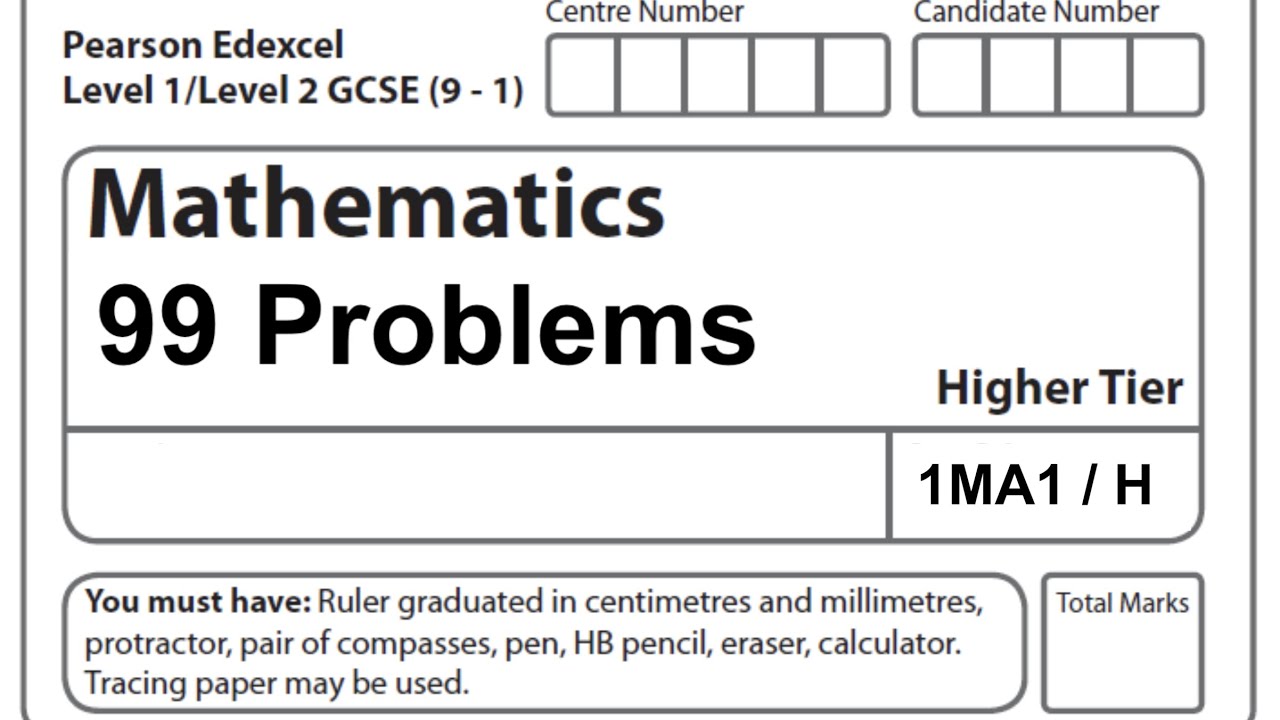 99 Problems 1 Gcse Edexcel Maths Q1 20 Exam Style Questions