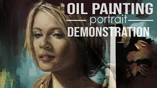 The Oil Painting Process - REALISTIC PORTRAIT TIME LAPSE - Study in cyan and magenta - DEMONSTRATION