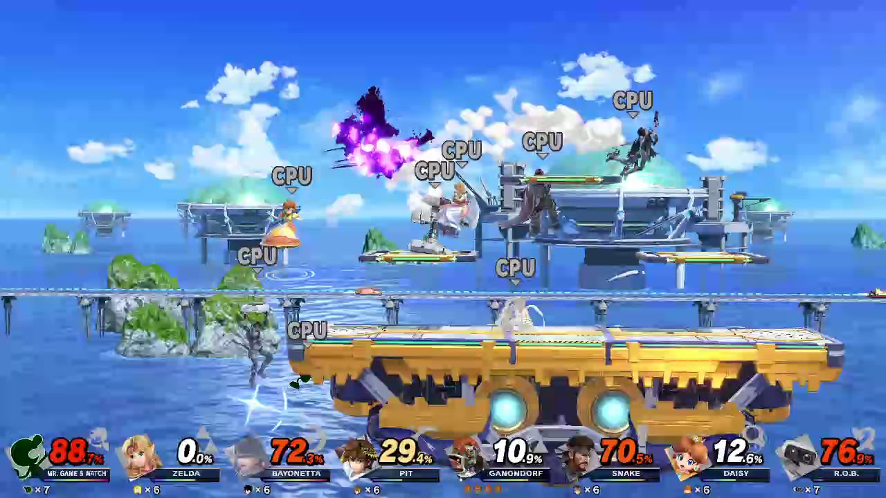 Super Smash Bros Ultimate 8 Player CPU Battle On Big Blue Battlefield ...