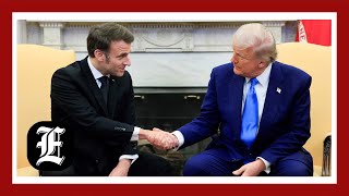 Trump and Macron share 'awkward' handshakes during joint press conference