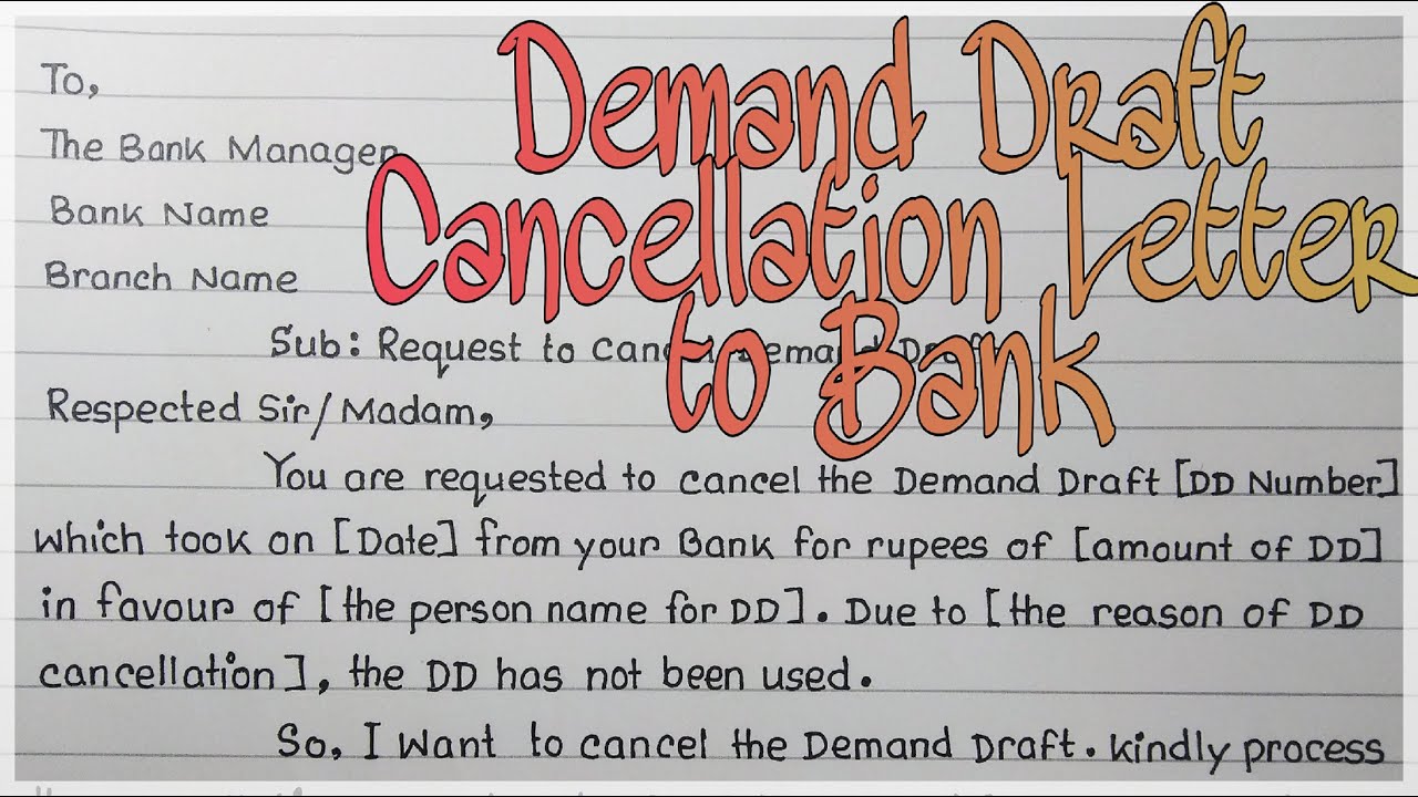 Demand Draft Cancellation Letter Format Free Cancellation Of Rental