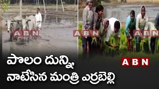 పొలం దున్ని, నాటేసిన మంత్రి ఎర్రబెల్లి | Minister Errabelli Dayakar Rao | ABN Telugu