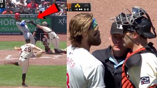 Phillies, Giants Benches Clearing Scuffle After Giants THROW At Bryce Harper’s HEAD!