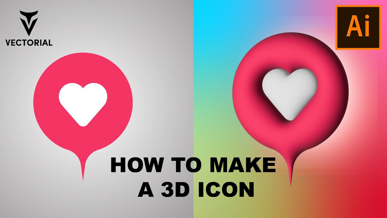 How To Make A 3D Icon In Adobe Illustrator - Step By Step - YouTube