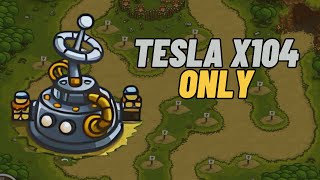 Kingdom Rush: Tesla x104 Max Level vs Endless Waves of Enemies