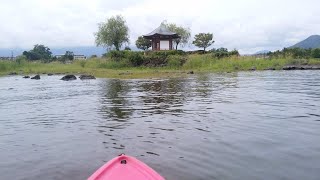 河口湖カヤック～陸続きになった六角堂に上陸～／独りカヤック部2019の4