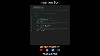 Insertion Sort Code in Python | Sorting Algorithms | Python Coding Tutorial | Python Coding #shorts