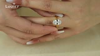 Louily Yellow Gold 3.5 Carat Oval Cut Solitaire Engagement Ring In Sterling Silver