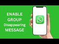 How To Enable Disappearing Messages In WhatsApp Group