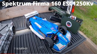 Arrma Limitless with Spektrum Firma 160 Esc \u0026 1250kv Motor 114 MPH Speed Run With Crash!!