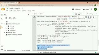 Currency recognition using google colab