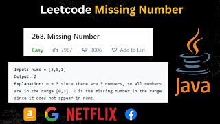 Missing Number (Leetcode 268) Solution in Java | Missing Number in the array | Java | Leetcode 268
