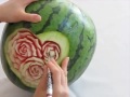 スイカのカービング、バラの花　watermelon carving rose