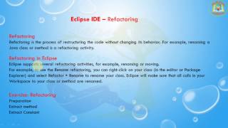 Lesson - 14 : Eclipse IDE - Refactoring