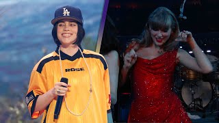 Billie Eilish's GRAMMY Performance: Taylor Swift DANCES With Margaret Qualley