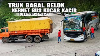 Kernet Bus Gercep Saat supir Kesulitan Ditikungan Viral ! Truk Mundur Panjang Karna Tak Bisa Belok😱