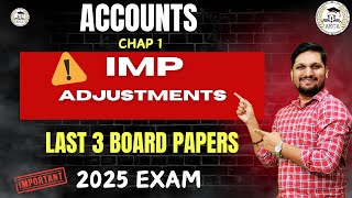 Accounts Important Adjustments & Sums | Chap 1 Final Accounts | Last 3 Board Papers Analysis |